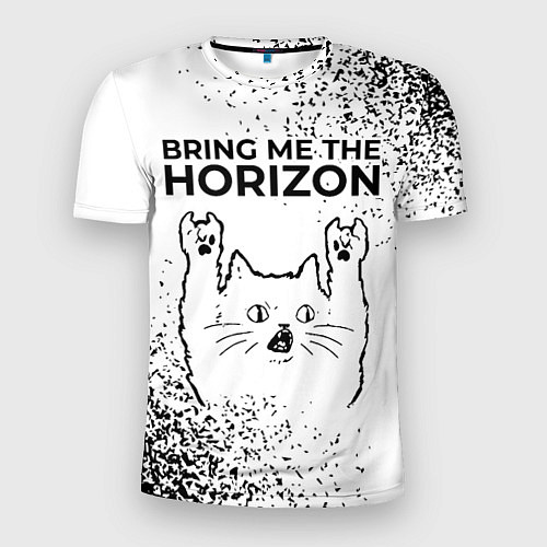 Мужская спорт-футболка Bring Me the Horizon рок кот на светлом фоне / 3D-принт – фото 1