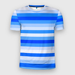 Футболка спортивная мужская Полосатый голубой, цвет: 3D-принт