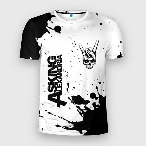 Мужская спорт-футболка Asking Alexandria и рок символ на светлом фоне / 3D-принт – фото 1