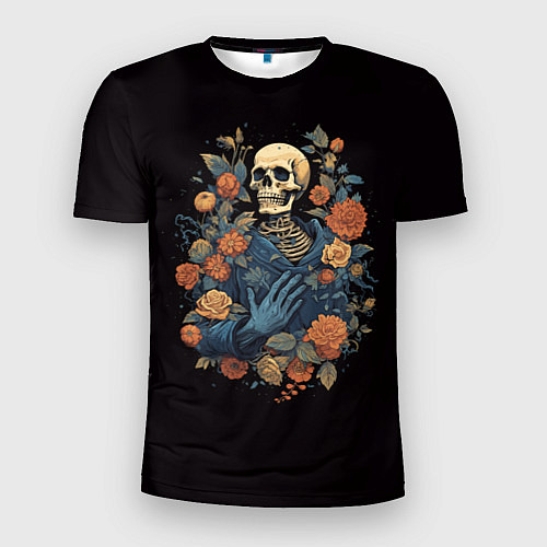 Мужская спорт-футболка Винтажный скелет в цветах / 3D-принт – фото 1
