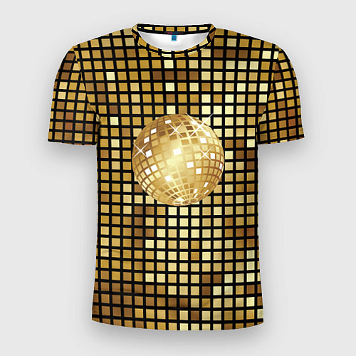 Мужская спорт-футболка Золотой диско шар и золотая мозаика / 3D-принт – фото 1