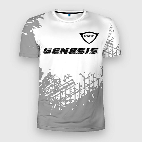 Мужская спорт-футболка Genesis speed на светлом фоне со следами шин: симв / 3D-принт – фото 1