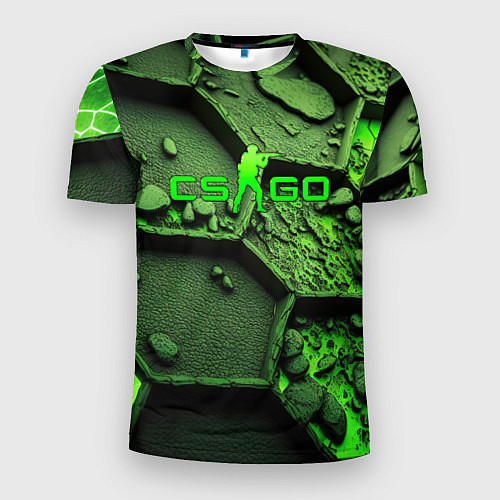 Мужская спорт-футболка CSGO green abstract / 3D-принт – фото 1