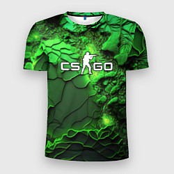 Футболка спортивная мужская CS GO green abstract, цвет: 3D-принт