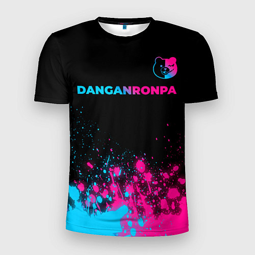 Мужская спорт-футболка Danganronpa - neon gradient: символ сверху / 3D-принт – фото 1