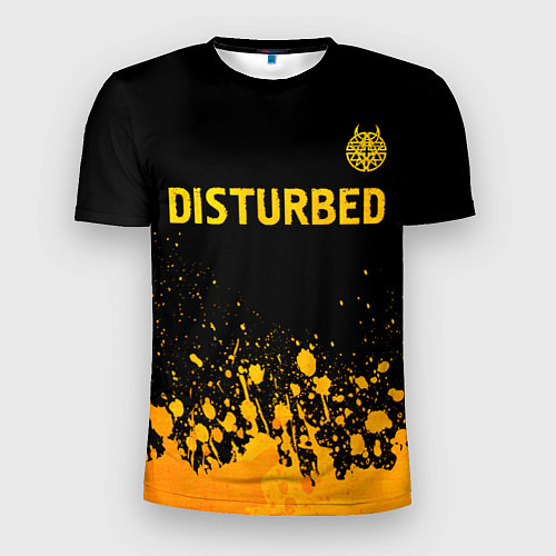 Мужская спорт-футболка Disturbed - gold gradient: символ сверху / 3D-принт – фото 1
