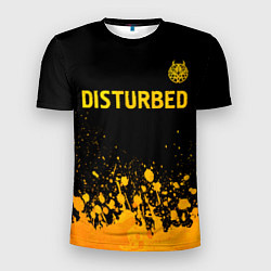 Мужская спорт-футболка Disturbed - gold gradient: символ сверху