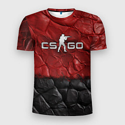 Мужская спорт-футболка CS GO red black texture