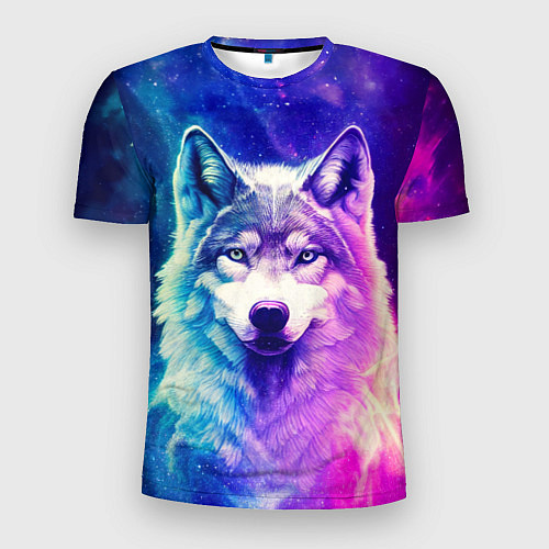 Мужская спорт-футболка Волк космический / 3D-принт – фото 1