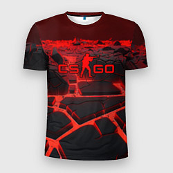 Мужская спорт-футболка CS GO red neon texture