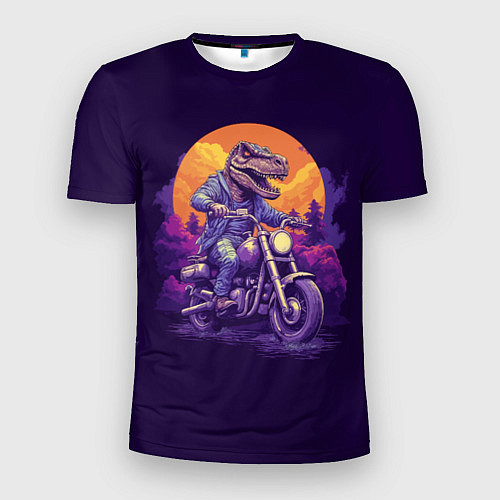 Мужская спорт-футболка Динозавр на мотоцикле / 3D-принт – фото 1