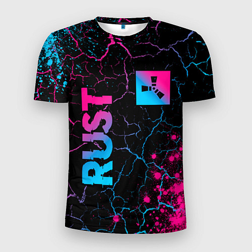 Мужская спорт-футболка Rust - neon gradient: надпись, символ / 3D-принт – фото 1