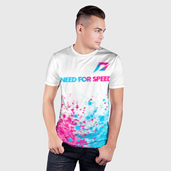 Футболка спортивная мужская Need for Speed neon gradient style: символ сверху, цвет: 3D-принт — фото 2