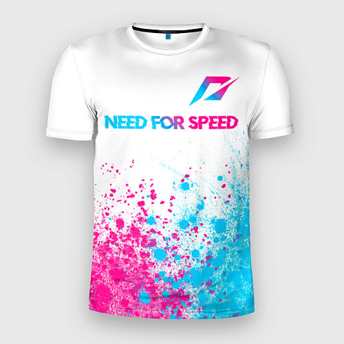 Мужская спорт-футболка Need for Speed neon gradient style: символ сверху / 3D-принт – фото 1