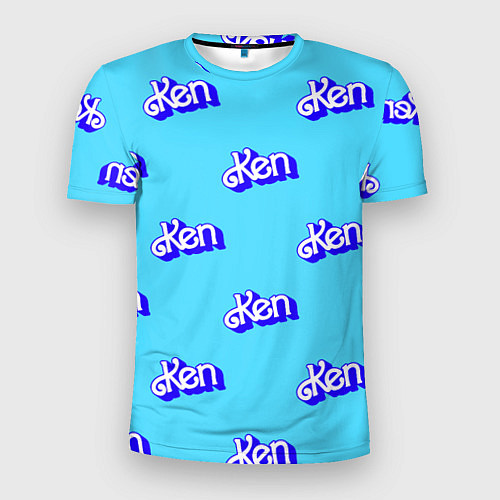Мужская спорт-футболка Синий логотип Кен - паттерн / 3D-принт – фото 1
