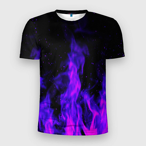 Мужская спорт-футболка Неоновый огонь на черном фоне / 3D-принт – фото 1