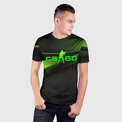 Футболка спортивная мужская CS GO black green logo, цвет: 3D-принт — фото 2