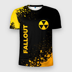 Мужская спорт-футболка Fallout - gold gradient: надпись, символ