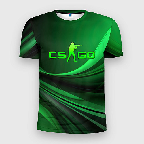 Мужская спорт-футболка CS GO green abstract / 3D-принт – фото 1