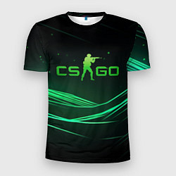 Футболка спортивная мужская CS GO green logo, цвет: 3D-принт