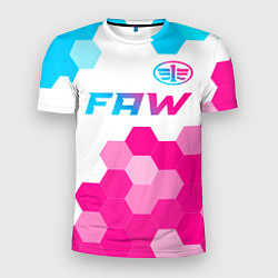 Мужская спорт-футболка FAW neon gradient style: символ сверху