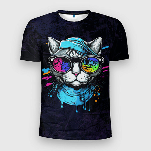 Мужская спорт-футболка Cat color / 3D-принт – фото 1