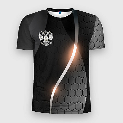 Мужская спорт-футболка Герб России на темном фоне / 3D-принт – фото 1