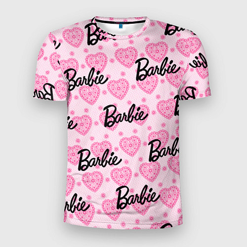 Мужская спорт-футболка Логотип Барби и розовое кружево / 3D-принт – фото 1
