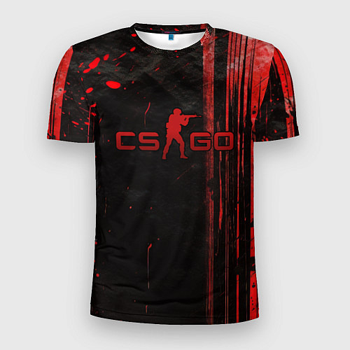 Мужская спорт-футболка CS GO black red brushes / 3D-принт – фото 1