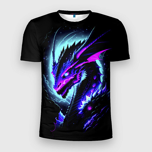 Мужская спорт-футболка Морда дракона - неоновое свечение / 3D-принт – фото 1