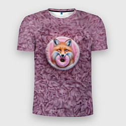 Мужская спорт-футболка Мордочка лисы с пончиком