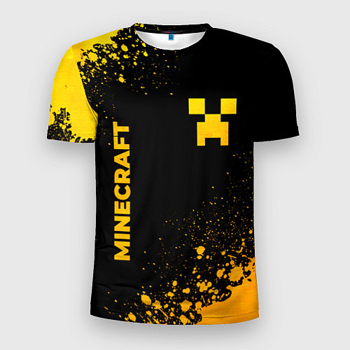Мужская спорт-футболка Minecraft - gold gradient: надпись, символ / 3D-принт – фото 1