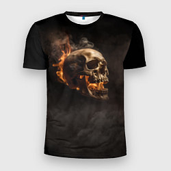 Мужская спорт-футболка Горящий череп в дыму