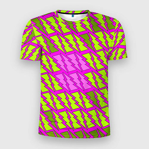 Мужская спорт-футболка Ретро молнии розово-жёлтые / 3D-принт – фото 1