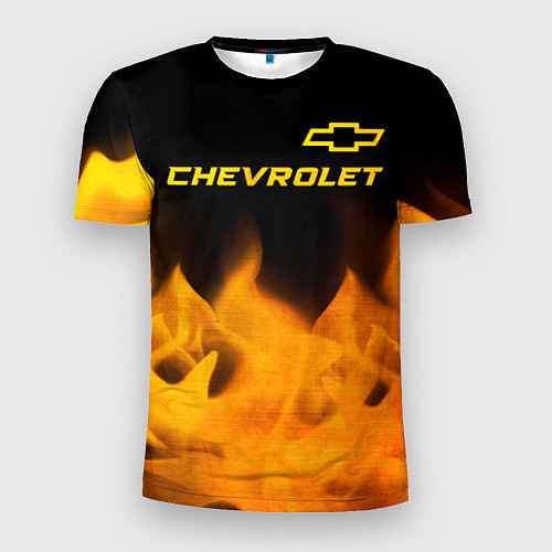 Мужская спорт-футболка Chevrolet - gold gradient: символ сверху / 3D-принт – фото 1