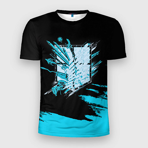 Мужская спорт-футболка Логотип Атака Титанов голубой / 3D-принт – фото 1