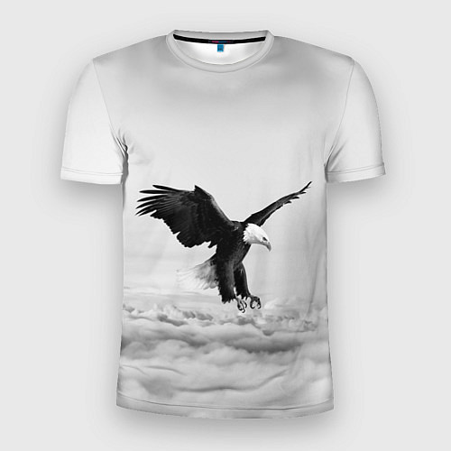 Мужская спорт-футболка Орёл в облаках черно-белый / 3D-принт – фото 1
