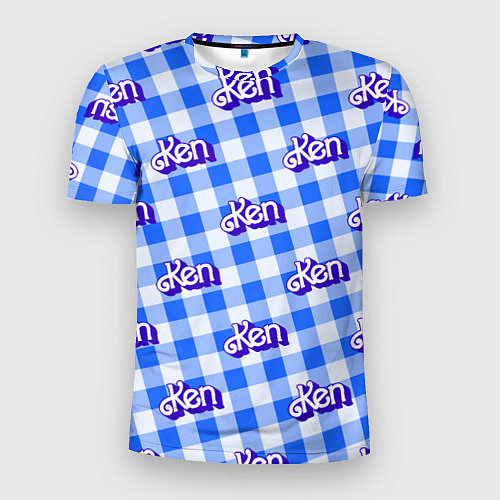 Мужская спорт-футболка Голубая клетка паттерн - Кен / 3D-принт – фото 1