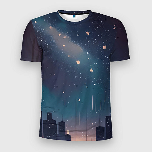 Мужская спорт-футболка Звёздное небо над городом - нейросеть / 3D-принт – фото 1