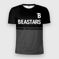Мужская спорт-футболка Beastars glitch на темном фоне: символ сверху