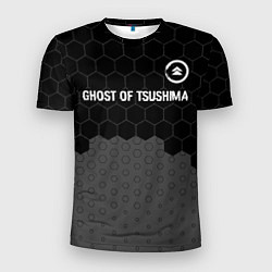 Футболка спортивная мужская Ghost of Tsushima glitch на темном фоне: символ св, цвет: 3D-принт
