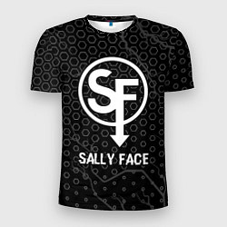 Мужская спорт-футболка Sally Face glitch на темном фоне