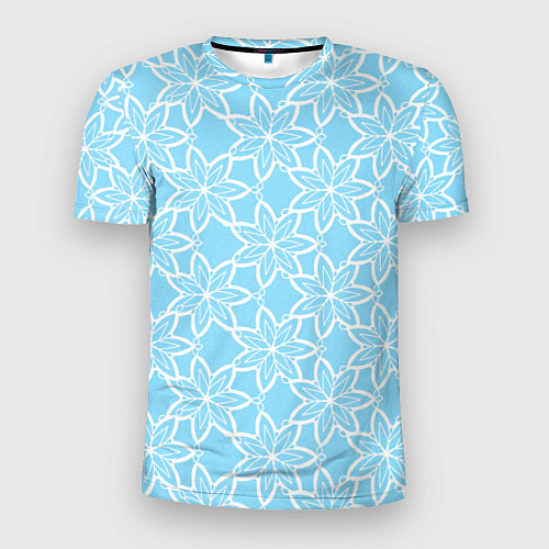 Мужская спорт-футболка Цветы-снежинки небесно-голубой / 3D-принт – фото 1