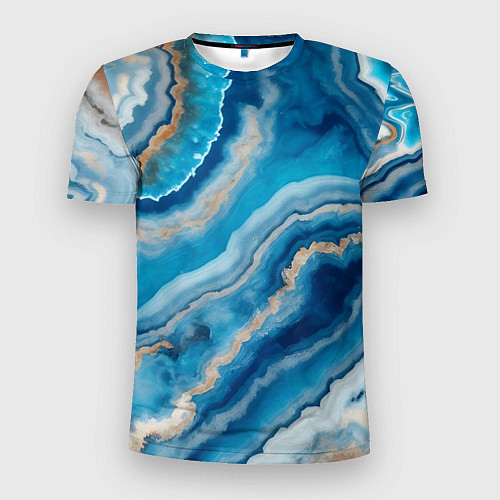 Мужская спорт-футболка Текстура голубого океанического агата / 3D-принт – фото 1