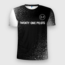 Футболка спортивная мужская Twenty One Pilots glitch на темном фоне: символ св, цвет: 3D-принт