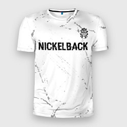 Мужская спорт-футболка Nickelback glitch на светлом фоне: символ сверху