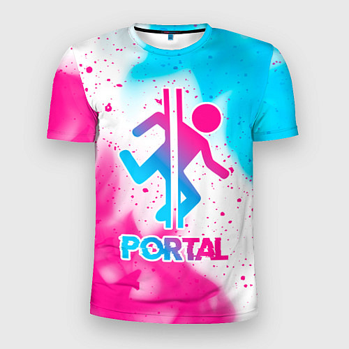 Мужская спорт-футболка Portal neon gradient style / 3D-принт – фото 1