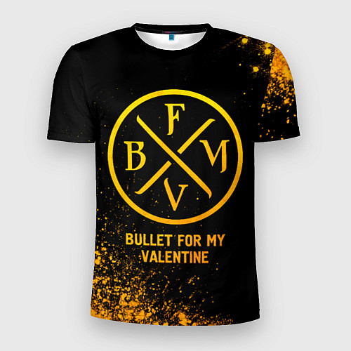Мужская спорт-футболка Bullet For My Valentine - gold gradient / 3D-принт – фото 1