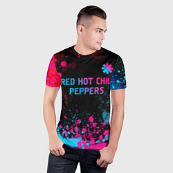 Футболка спортивная мужская Red Hot Chili Peppers - neon gradient: символ свер, цвет: 3D-принт — фото 2
