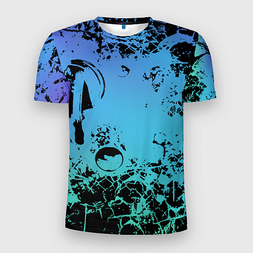 Мужская спорт-футболка Неоновый абстрактный фон в граффити стиле / 3D-принт – фото 1